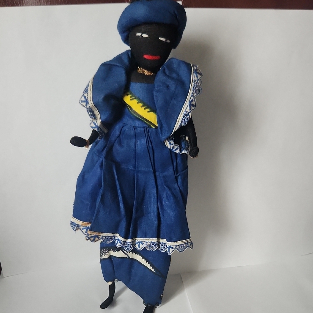 Handcrafted Blue Doll with Yellow Accents